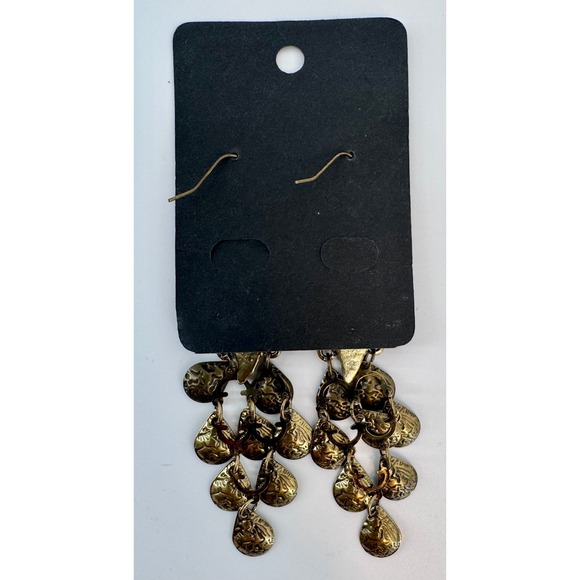 Bohemian Peacock Dangle Earrings Blue Green Gold Tone Statement Fashion Jewelry - Picture 5 of 5